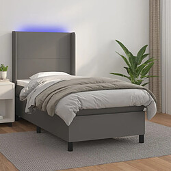 Sommier à lattes et matelas LED,Cadre à lattes de lit pour Adulte Gris 80x200 cm Similicuir -MN76894