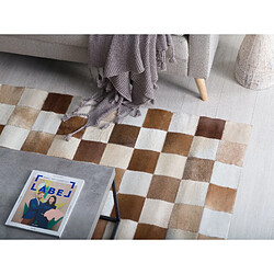 Avis Beliani Tapis en cuir marron et beige 160 x 230 cm SOLMAZ