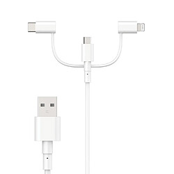 My Way Myway Câble 3 en 1 Micro USB/USB-C/Lightning USB-A Charge 12W et Synchronisation 1m Blanc