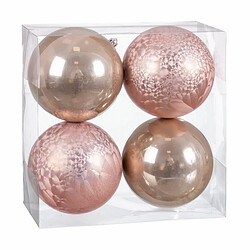 BigBuy Christmas Boules de Noël Beige Plastique 10 x 10 x 10 cm (4 Unités)