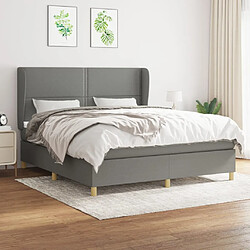 vidaXL Sommier à lattes de lit avec matelas Gris foncé 160x200cm Tissu