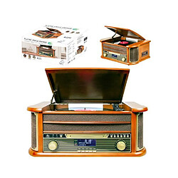 Optex Platine Disque Vinyle Vintage BOIS avec radio bluetooth/FM/USB/RCA/AUX/Télécommande/Lecteur CD Cassette Platine Vinyle HQ