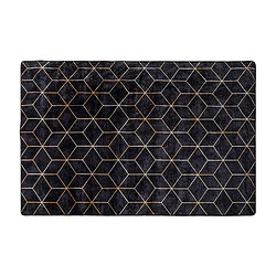 Pegane Tapis rectangulaire antidérapant imprimé, moquette en polyester avec motif noir - Longueur 190 x Profondeur 2 x Hauteur 130 cm