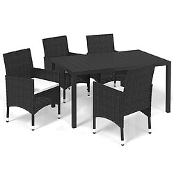 vidaXL Ensemble à dîner de jardin avec coussins 5 pcs poly rotin noir