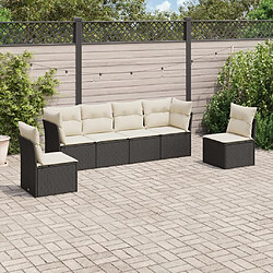 Maison Chic Salon de jardin 6 pcs avec coussins | Ensemble de Table et chaises | Mobilier d'Extérieur noir résine tressée -GKD68210