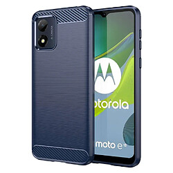 Htdmobiles Coque pour Motorola Moto E13 - housse etui silicone gel carbone + verre trempe - BLEU FONCE