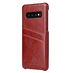 Avis Wewoo Coque Rigide Etui en cuir Fierre Shann Retro Oil Wax PU pour Galaxy S10 avec fentes cartes Marron