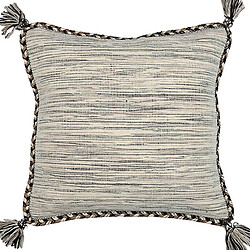 Thedecofactory SAHARA - Coussin 100% coton tissé et tressé blanc beige 45x45