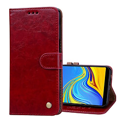 Wewoo Etui à rabat horizontal en cuir de texture Business Style Oil Wax pour Galaxy J6 +, avec support, logements pour cartes et portefeuille (rouge)