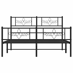 Acheter Maison Chic Lit adulte - Lit simple Cadre de lit métal avec tête de lit/pied de lit,Structure du lit Contemporain pour chambre noir 150x200 cm -MN36666