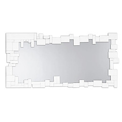 Dekoarte E062 - Miroir mural décoratif moderne, avec un cadre décoré et des cristaux blancs dans différents plans 140x70cm