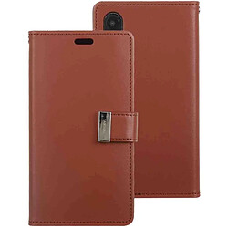 Wewoo RICH DIARY Etui en cuir à rabat horizontal avec texture Crazy Horse pour iPhone XR, avec emplacements pour cartes et portefeuille (Marron)