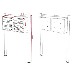 Helloshop26 Double bloc 6 boites aux lettres sur pieds entrées courrier blanc 16_0000148