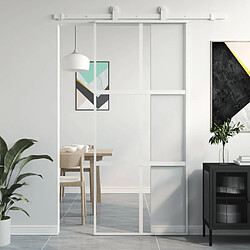 vidaXL Porte coulissante blanc 90x205 cm verre trempé aluminium