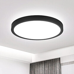 NETTLIFE Plafonnier LED plat 18 cm - 15 W, Noir, 6000 K - Éclairage moderne cuisine, couloir, chambre