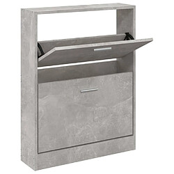 Maison Chic Armoire à Chaussures Gris béton,Meuble de Rangement à Chaussures 59x17x81 cm Bois d'ingénierie -MN64275