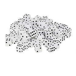 100 X 16mm Opaques Six Spots Face Rpg Dés Jeux Blancs pas cher