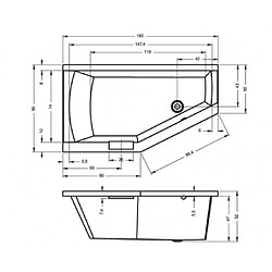 Baignoire acrylique RIHO GETA d'angle 160x90 cm avec une poignée intégrée pas cher