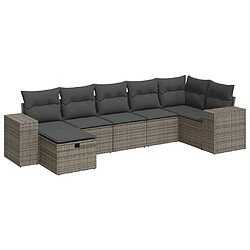 vidaXL Salon de jardin avec coussins 7 pcs gris résine tressée