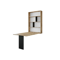 Bestmobilier Mondrian - table murale rabattable avec rangements - 4 personnes pas cher