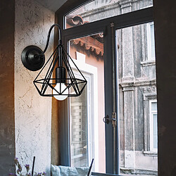 Avis Stoex 2x Appliques Murales Vintage Industrielle Cage forme Diamant en Métal E27 Noir, Rétro Plafonnier Luminaire Intérieure pour Salon Cuisine Couloir Chambre Café Ba