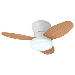 Ventilateur de plafond TAUROS blanc/hêtre, 3 pales, 48W LED 3000|4000|6000K H.18xP.70cm