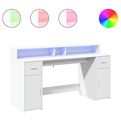 vidaXL Bureau avec lumières LED blanc 160x55x91 cm bois d'ingénierie