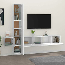 Avis Maison Chic Ensemble de meubles TV 5 pcs | Banc TV Moderne pour salon | Meuble de Rangement - Blanc Bois d'ingénierie -MN85773