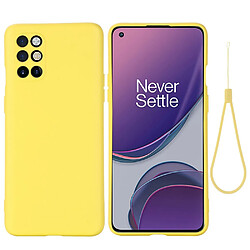 Coque en silicone plaine avec sangle jaune pour votre OnePlus 8T