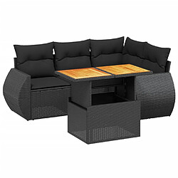 Maison Chic Ensemble de 5 Tables et chaises d'extérieur avec coussins,Salon de jardin noir résine tressée -GKD913239