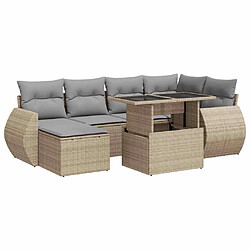 vidaXL Salon de jardin avec coussins 7 pcs beige résine tressée