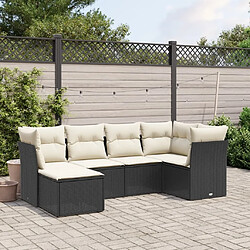 Maison Chic Ensemble Tables et chaises d'extérieur 6pcs avec coussins,Salon de jardin noir résine tressée -GKD796770