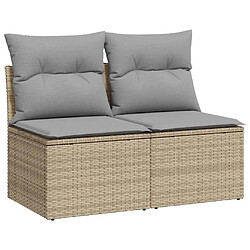 vidaXL Salon de jardin avec coussins 2 pcs beige résine tressée acacia