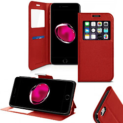 Ipomcase Coque Etui Housse de protection porte carte pour iPhone 7 Plus et iPhone 8 Plus -Rouge