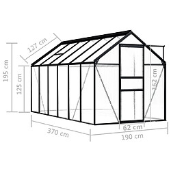 vidaXL Serre Anthracite Aluminium 7,03 m² pas cher