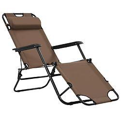 Helloshop26 Chaises longues pliables 2 pièces avec repose-pied acier marron 02_0011943