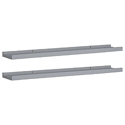 vidaXL Étagères à rebord pour cadre photo 2 pcs Gris 80x9x3 cm MDF