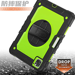 Coque en TPU + Silicone combo avec béquille pivotante à 360°, dragonne et bandoulière intégrées noir/vert pour votre Apple iPad Pro 11 pouces (2020)/(2018)