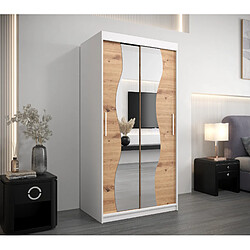 Abiks Meble Armoire MADRYT À Portes Coulissantes 200/100/62 2 Portes (Blanc/Artisan)