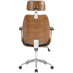 Acheter Decoshop26 Fauteuil de bureau sur roulettes en bois courbé et synthétique noir hauteur réglable et pivotant BUR10659