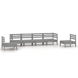 vidaXL Salon de jardin 6 pcs Gris Bois de pin massif