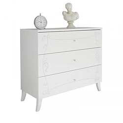 Dansmamaison Commode 3 tiroirs Blanc - ESMERALDA