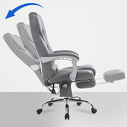 Decoshop26 Fauteuil de bureau avec fonction massage repose-pieds dossier inclinable en PVC gris 10_0002584 pas cher