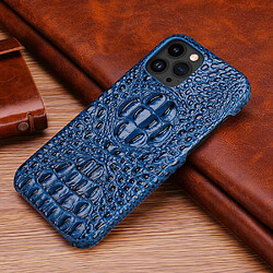 Coque en TPU + cuir véritable texture crocodile, anti-chocs, anti-chutte pour votre iPhone 14 Pro Max - saphire