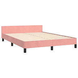 Maison Chic Cadre/structure de lit avec tête de lit pour adulte - Lit Moderne Chambre Rose 140x190 cm Velours -MN98297 pas cher