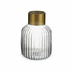 Gift Decor Vase Transparent Doré verre 14,5 x 22 x 14,5 cm (6 Unités)