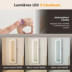 Helloshop26 Armoire à bijoux avec ecran tactile lumineux led verrouillable rangement pour bijoux et cosmétiques 120 cm blanc 20_0007705