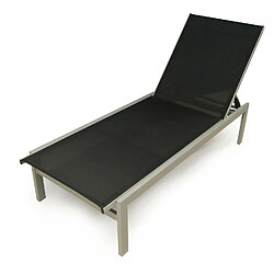 Alter Chaise longue en aluminium et textilène, couleur noire, Dimensions 69 x 37 x 194 cm