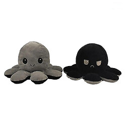 Universal Doupée à revers double face, animaux en peluche réversibles doux (noir / gris)