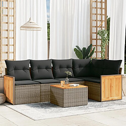 Maison Chic Salon de jardin 6 pcs avec coussins | Ensemble de Table et chaises | Mobilier d'Extérieur gris résine tressée -GKD15416